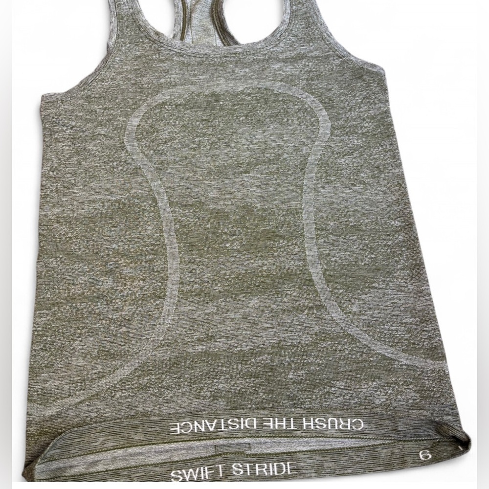 Lululemon Swiftly Tech Racerback Tank Size 6 Heathered Green Swift Stride